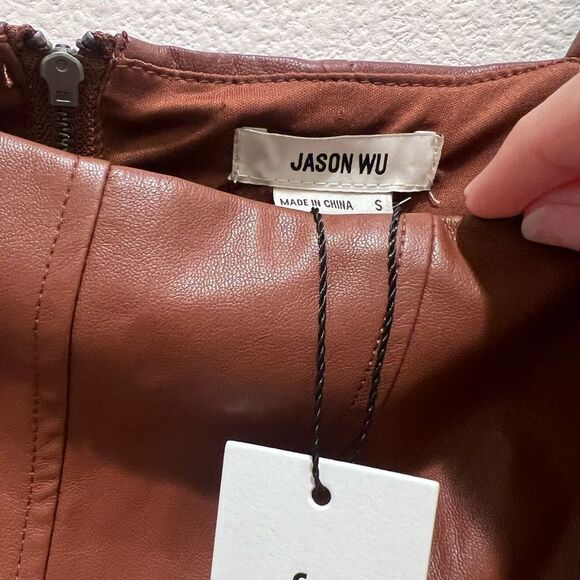 Jason Wu Brown Western Cowgirl Vegan Leather Sleeveless Bustier Corset Zip Top - Picture 8 of 9
